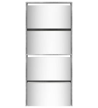 Schuhschrank mit Spiegel 4 Fächer Betongrau 63x17x134 cm