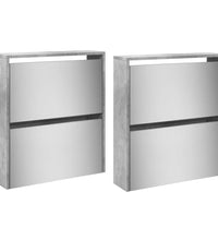 Schuhschrank mit Spiegel 4 Fächer Betongrau 63x17x134 cm