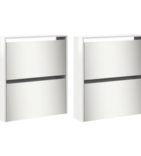 Schuhschrank mit Spiegel 4 Fächer Hochglanz-Weiß 63x17x134 cm