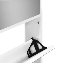 Schuhschrank mit Spiegel 4 Fächer Hochglanz-Weiß 63x17x134 cm