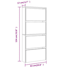 Schuhschrank mit Spiegel 4 Fächer Räuchereiche 63x17x134 cm