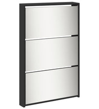 Schuhschrank mit Spiegel 5 Fächer Schwarz 63x17x169,5 cm