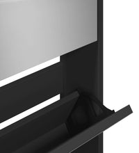 Schuhschrank mit Spiegel 5 Fächer Schwarz 63x17x169,5 cm