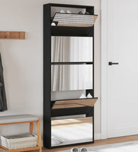 Schuhschrank mit Spiegel 5 Fächer Schwarz 63x17x169,5 cm