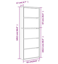 Schuhschrank mit Spiegel 5 Fächer Grau Sonoma 63x17x169,5 cm