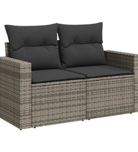 10-tlg. Garten-Sofagarnitur mit Kissen Grau Poly Rattan