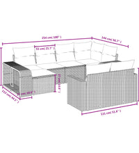 10-tlg. Garten-Sofagarnitur mit Kissen Hellgrau Poly Rattan