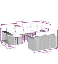 11-tlg. Garten-Sofagarnitur mit Kissen Beige Poly Rattan
