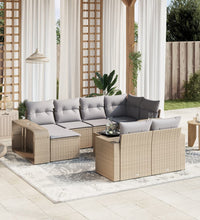 11-tlg. Garten-Sofagarnitur mit Kissen Beige Poly Rattan