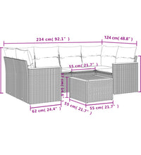 7-tlg. Garten-Sofagarnitur mit Kissen Beige Poly Rattan