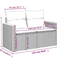 7-tlg. Garten-Sofagarnitur mit Kissen Beige Poly Rattan