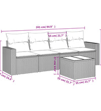 5-tlg. Garten-Sofagarnitur mit Kissen Braun Poly Rattan