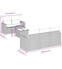 6-tlg. Garten-Sofagarnitur mit Kissen Schwarz Poly Rattan