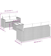 6-tlg. Garten-Sofagarnitur mit Kissen Grau Poly Rattan