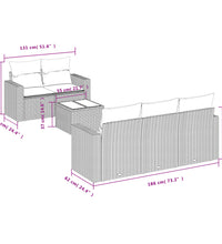 6-tlg. Garten-Sofagarnitur mit Kissen Hellgrau Poly Rattan