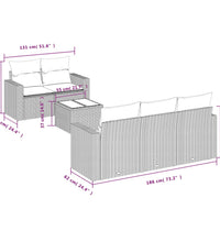 6-tlg. Garten-Sofagarnitur mit Kissen Braun Poly Rattan