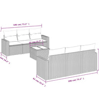 7-tlg. Garten-Sofagarnitur mit Kissen Schwarz Poly Rattan