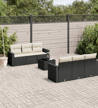 7-tlg. Garten-Sofagarnitur mit Kissen Schwarz Poly Rattan