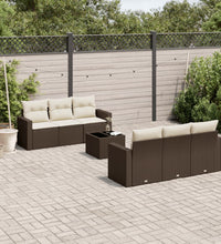 7-tlg. Garten-Sofagarnitur mit Kissen Braun Poly Rattan