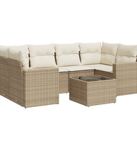 7-tlg. Garten-Sofagarnitur mit Kissen Beige Poly Rattan