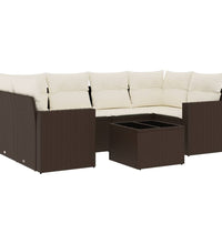 7-tlg. Garten-Sofagarnitur mit Kissen Braun Poly Rattan