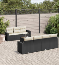 8-tlg. Garten-Sofagarnitur mit Kissen Schwarz Poly Rattan
