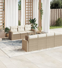 8-tlg. Garten-Sofagarnitur mit Kissen Beige Poly Rattan