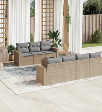 8-tlg. Garten-Sofagarnitur mit Kissen Beige Poly Rattan