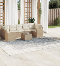 8-tlg. Garten-Sofagarnitur mit Kissen Beige Poly Rattan