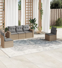 5-tlg. Garten-Sofagarnitur mit Kissen Beige Poly Rattan