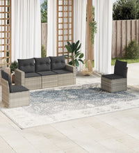 5-tlg. Garten-Sofagarnitur mit Kissen Hellgrau Poly Rattan