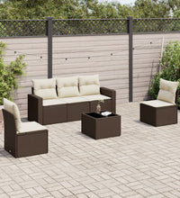 6-tlg. Garten-Sofagarnitur mit Kissen Braun Poly Rattan