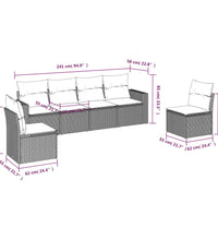 6-tlg. Garten-Sofagarnitur mit Kissen Schwarz Poly Rattan