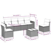 7-tlg. Garten-Sofagarnitur mit Kissen Schwarz Poly Rattan