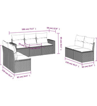 7-tlg. Garten-Sofagarnitur mit Kissen Schwarz Poly Rattan