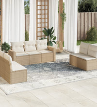 7-tlg. Garten-Sofagarnitur mit Kissen Beige Poly Rattan