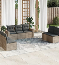7-tlg. Garten-Sofagarnitur mit Kissen Grau Poly Rattan