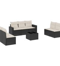 8-tlg. Garten-Sofagarnitur mit Kissen Schwarz Poly Rattan