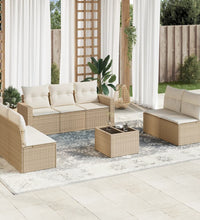 8-tlg. Garten-Sofagarnitur mit Kissen Beige Poly Rattan