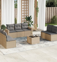 8-tlg. Garten-Sofagarnitur mit Kissen Beige Poly Rattan