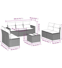 8-tlg. Garten-Sofagarnitur mit Kissen Grau Poly Rattan