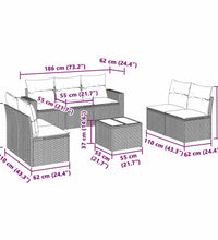 8-tlg. Garten-Sofagarnitur mit Kissen Hellgrau Poly Rattan