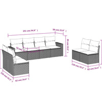 8-tlg. Garten-Sofagarnitur mit Kissen Schwarz Poly Rattan