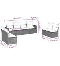 8-tlg. Garten-Sofagarnitur mit Kissen Grau Poly Rattan