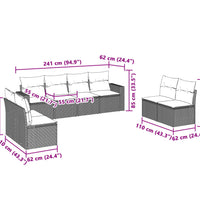 8-tlg. Garten-Sofagarnitur mit Kissen Hellgrau Poly Rattan