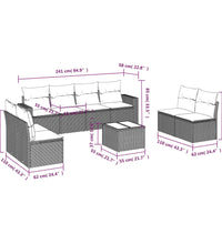 9-tlg. Garten-Sofagarnitur mit Kissen Schwarz Poly Rattan