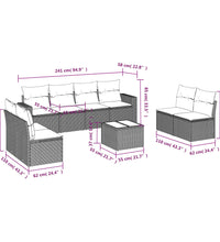 9-tlg. Garten-Sofagarnitur mit Kissen Schwarz Poly Rattan