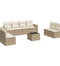 9-tlg. Garten-Sofagarnitur mit Kissen Beige Poly Rattan