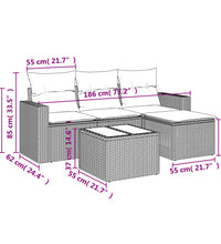 5-tlg. Garten-Sofagarnitur mit Kissen Beige Poly Rattan