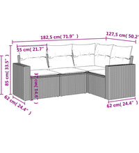 4-tlg. Garten-Sofagarnitur mit Kissen Schwarz Poly Rattan